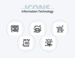 informatie technologie lijn icoon pak 5 icoon ontwerp. netwerk. cyber. wachtwoord. elektrisch. computer vector