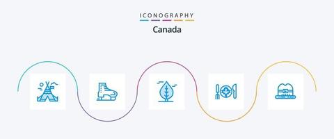 Canada blauw 5 icoon pak inclusief Canada. kap. blad. blad. herfst vector