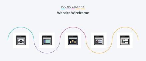 website wireframe lijn gevulde vlak 5 icoon pak inclusief internetten. bladzijde. website. browser. bladzijde vector