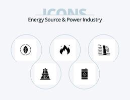 energie bron en macht industrie glyph icoon pak 5 icoon ontwerp. bouw. bouw. energie. olie. brand vector