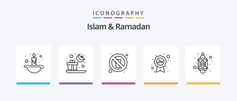 Islam en Ramadan lijn 5 icoon pak inclusief moskee. licht. water. Islam. kaars. creatief pictogrammen ontwerp vector