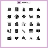 pictogram reeks van 25 gemakkelijk solide glyphs van geld beeld rijst- album vakantie bewerkbare vector ontwerp elementen