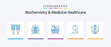 biochemie en geneeskunde gezondheidszorg blauw 5 icoon pak inclusief röntgenfoto. medisch. ziekenhuis. gezondheidszorg. ziekenhuis. creatief pictogrammen ontwerp vector