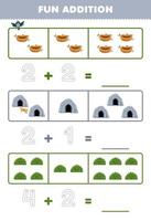 onderwijs spel voor kinderen pret toevoeging door tellen en traceren de aantal van schattig tekenfilm vogel nest grot struik afdrukbare natuur werkblad vector