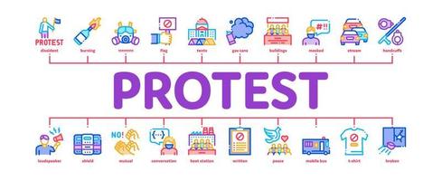 protest en staking minimaal infographic banier vector