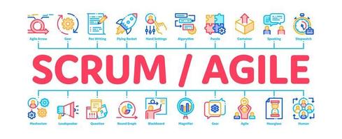 scrum behendig minimaal infographic banier vector