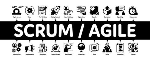 scrum behendig minimaal infographic banier vector