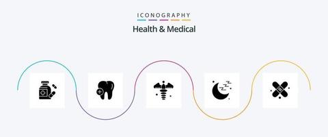 Gezondheid en medisch glyph 5 icoon pak inclusief . gips. medisch teken. medisch. teken vector
