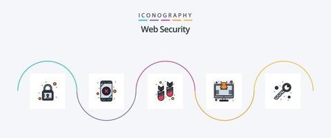 web veiligheid lijn gevulde vlak 5 icoon pak inclusief open. virus. bom. veiligheid. veiligheid vector