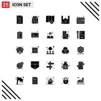 reeks van 25 modern ui pictogrammen symbolen tekens voor web speler synchroniseren supermarkt plastic bewerkbare vector ontwerp elementen