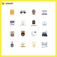 reeks van 16 modern ui pictogrammen symbolen tekens voor vervoer verontreiniging zee Griekenland emoji bewerkbare pak van creatief vector ontwerp elementen