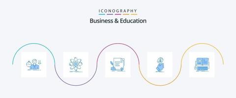 bedrijf en onderwijs blauw 5 icoon pak inclusief vind. werving. natuurkunde. prijs. document vector