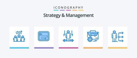 strategie en beheer blauw 5 icoon pak inclusief ingenieur. versnelling. vlag. tas. links. creatief pictogrammen ontwerp vector