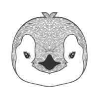 pinguïn hoofd lijn kunst illustratie vector