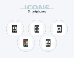 smartphones lijn gevulde icoon pak 5 icoon ontwerp. communicatie. video. kennisgeving. smartphone. telefoontje vector