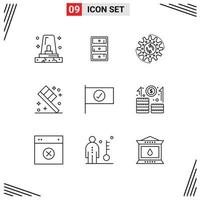 voorraad vector icoon pak van 9 lijn tekens en symbolen voor vlag kamer beheer bad werk bewerkbare vector ontwerp elementen