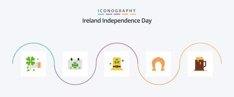 Ierland onafhankelijkheid dag vlak 5 icoon pak inclusief patricks. hoefijzer. kostuum. fortuin. Patrick vector