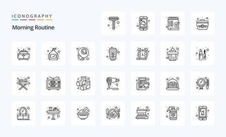 25 ochtend- routine- lijn icoon pak vector