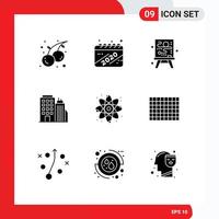 reeks van 9 modern ui pictogrammen symbolen tekens voor macht atoom canvas hoofdkantoor kantoor bewerkbare vector ontwerp elementen