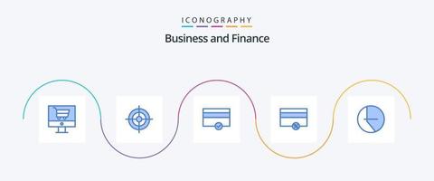 financiën blauw 5 icoon pak inclusief taart. grafiek. financiën. procent. geld vector