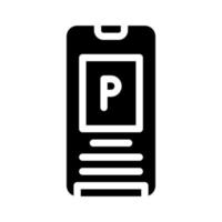 elektronisch parkeren ticket Aan telefoon scherm glyph icoon vector illustratie