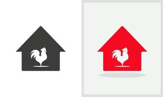 rooster huis logo ontwerp. huis logo met Chili rooster concept vector. rooster en huis logo ontwerp vector