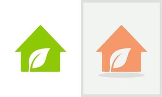 eco huis logo ontwerp. huis logo met blad concept vector. blad en huis logo ontwerp vector