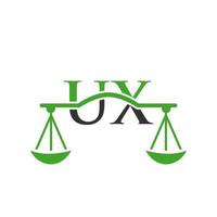 wet firma brief ux logo ontwerp. wet advocaat teken vector