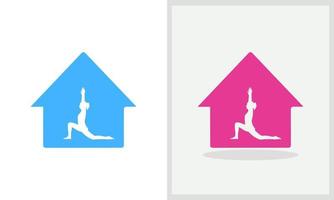 yoga huis logo ontwerp. huis logo met yoga concept vector. yoga en huis logo ontwerp vector