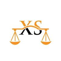 wet firma brief xs logo ontwerp. wet advocaat teken vector