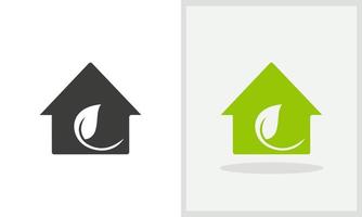 eco huis logo ontwerp. huis logo met blad concept vector. blad en huis logo ontwerp vector