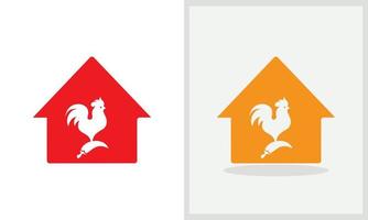 rooster huis logo ontwerp. huis logo met Chili rooster concept vector. rooster en huis logo ontwerp vector