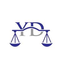 wet firma brief yd logo ontwerp. wet advocaat teken vector