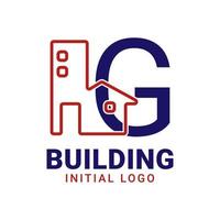 brief g gebouw eerste vector logo ontwerp