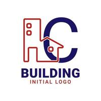 brief c gebouw eerste vector logo ontwerp