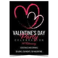 vector ontwerp sjabloon voor Valentijnsdag dag feest. uitnodiging kaart, Promotie poster of banier met roze harten Aan zwart achtergrond voor vieren de feest van heilige Valentijn Aan februari 14.