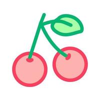 kers fruit blad icoon vector schets illustratie