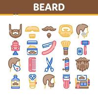 baard en snor verzameling pictogrammen reeks vector