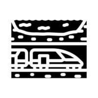 onderwater- spoorweg tunnel glyph icoon vector illustratie