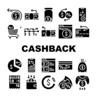 cashback geld onderhoud verzameling pictogrammen reeks vector