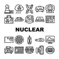 nucleair energie macht verzameling pictogrammen reeks vector