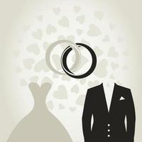 bruiloft jurk en hart. een vector illustratie