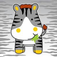 schattig zebra aan het eten gras, vector tekenfilm illustratie