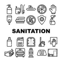 sanitaire voorzieningen accessoires verzameling pictogrammen reeks vector illustraties