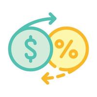 geld percentage terugkeer kleur icoon vector illustratie