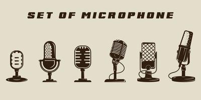 reeks van geïsoleerd microfoon icoon vector illustratie sjabloon grafisch logo ontwerp. bundel verzameling van divers podcast teken of symbool voor uitzending of radio bedrijf