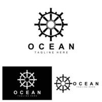 schip stuurinrichting logo, oceaan pictogrammen schip stuurinrichting vector met oceaan golven, zeilboot anker en touw, bedrijf merk het zeilen ontwerp