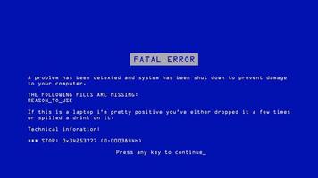 blauw scherm van dood vector. bsod. dodelijk bestuurder, kritiek geheugen computer 404 fout. onverenigbaar apparaat. illustratie vector