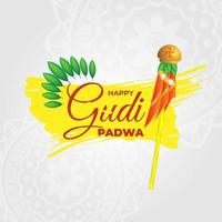 gelukkig gudi padwa marathi nieuw jaar groet poster vector