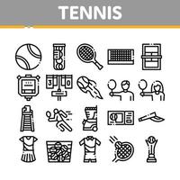 tennis spel uitrusting verzameling pictogrammen reeks vector